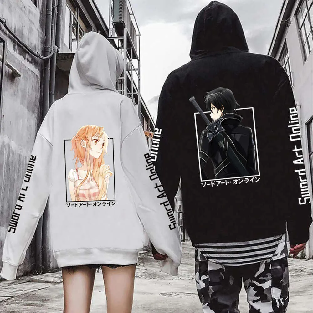 Sword Art Online Anime Plus Size Linen Blend Hoodie Kirito Asuna