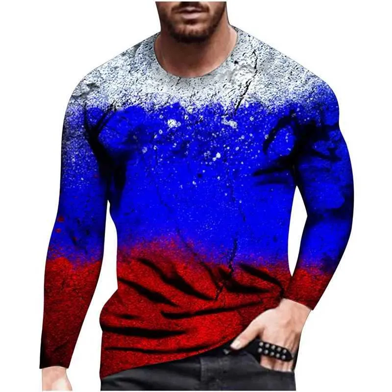 ZCFZJW Men's Long Sleeve T-Shirt, 3D Flame Printed, Crewneck