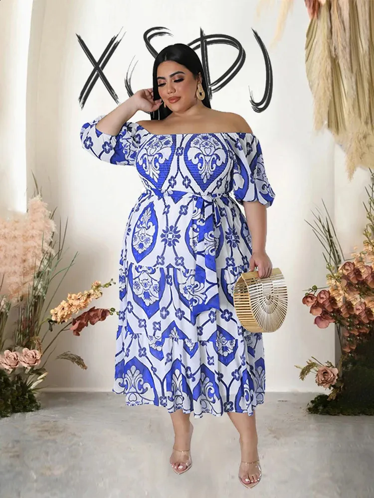 off the shoulder summer dresses plus size AOOCHASLIY Summer Dresses for Women Women Plus Size Plus Off Shoulder Shirred Bodice Split Thigh Ditsy Floral Dress
