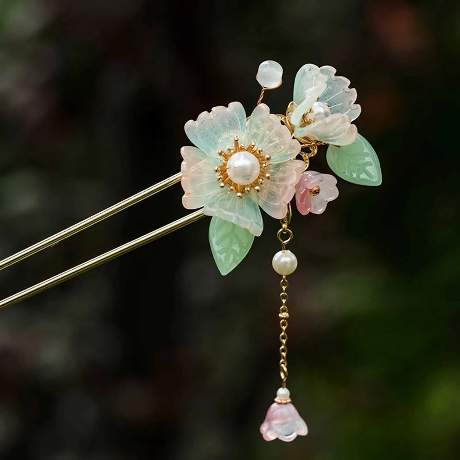 Resin Hairpin with Tassel - Vintage Floral Hair Stick for Women - 6.3 Inches Amazon.com : Minkissy Hair Clip & Hair Stick For Women  main image 3