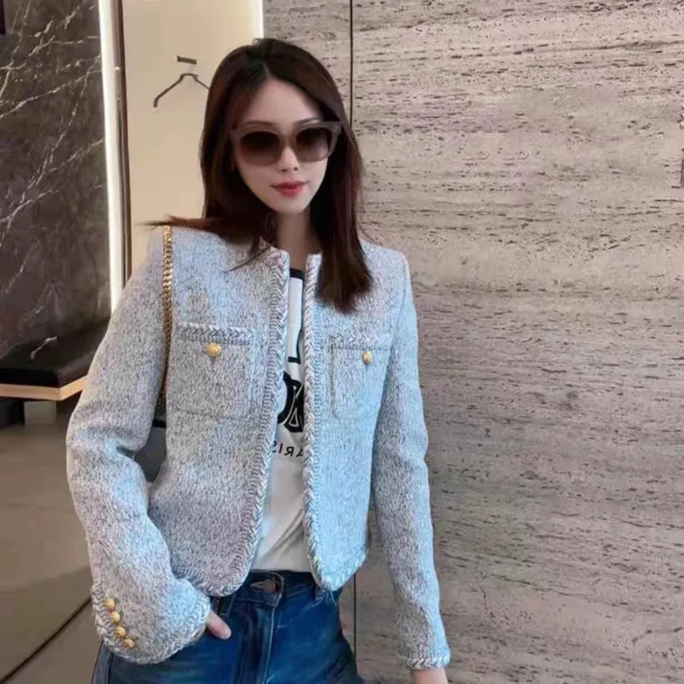 DHgate.com:Womens Elegant Tweed Jacket: Wool Blend, Autumn