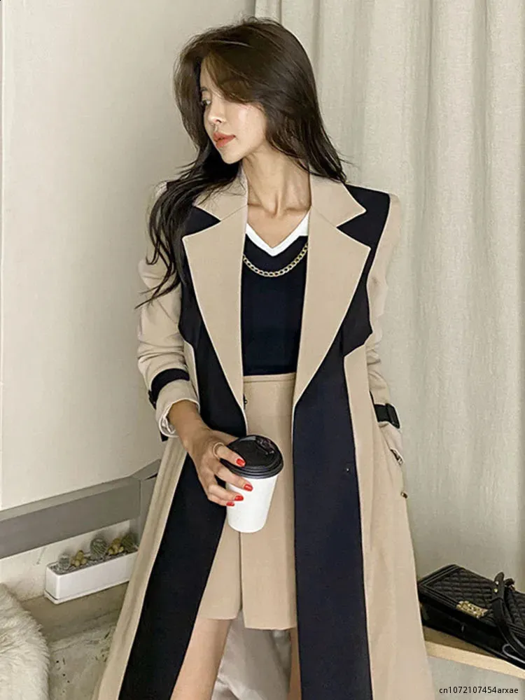 優待特典一覧 Block Color Fashion Korean Lace for coat trench trench Up ジャケット・アウター