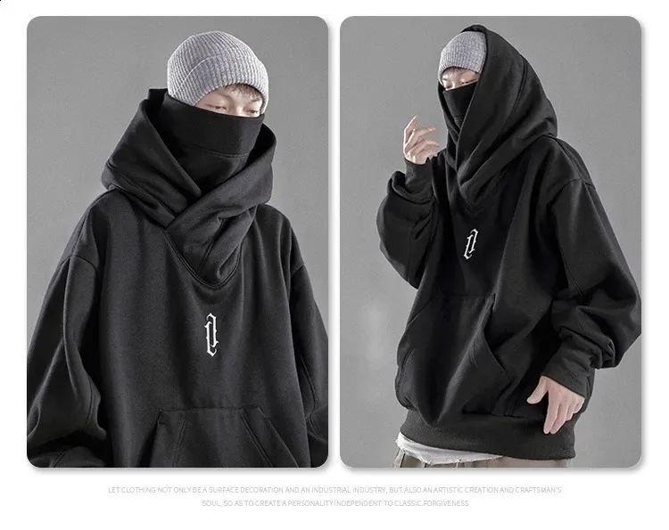 Harajuku Hiphop Streetwear: Men's High Collar Fleece