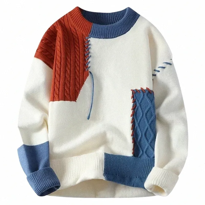 Patchwork Knit Sweater: Autumn Winter Trend - High Street Patchwork Knit Sweater: Autumn Winter Trend - High Street