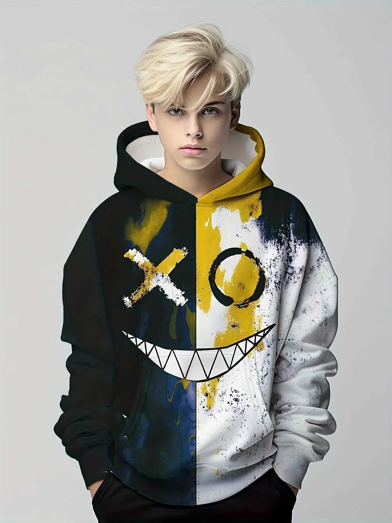 DHgate Boys 3D Print Smiley Face Hoodies Fun and Stylish Hooded Sweatshirts for Kids Spring and Fall Wardrobe Baby Kids Maternity