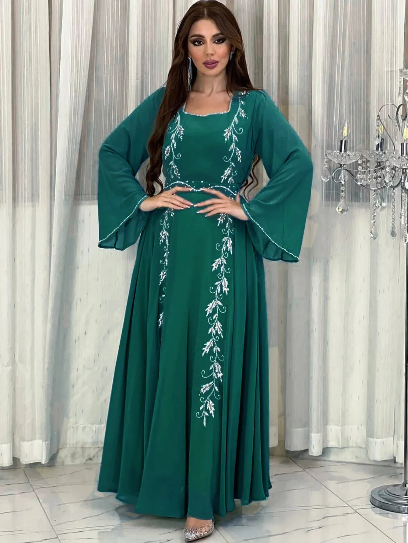Embroidered Maxi Dress: Elegant Arabian Design Abaya, Perfect for Eid  Ramadan Shop Now!