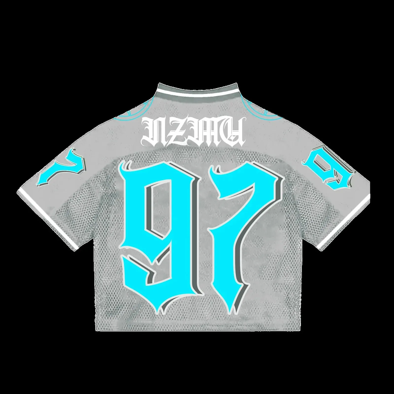 Y2K Harajuku Hip Hop Jersey - Silver Blue Number 97 Graphic