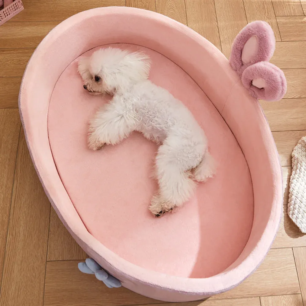 Pink Pet Dog Bed Removable Plush Square Kennel Washable Thickened — free download