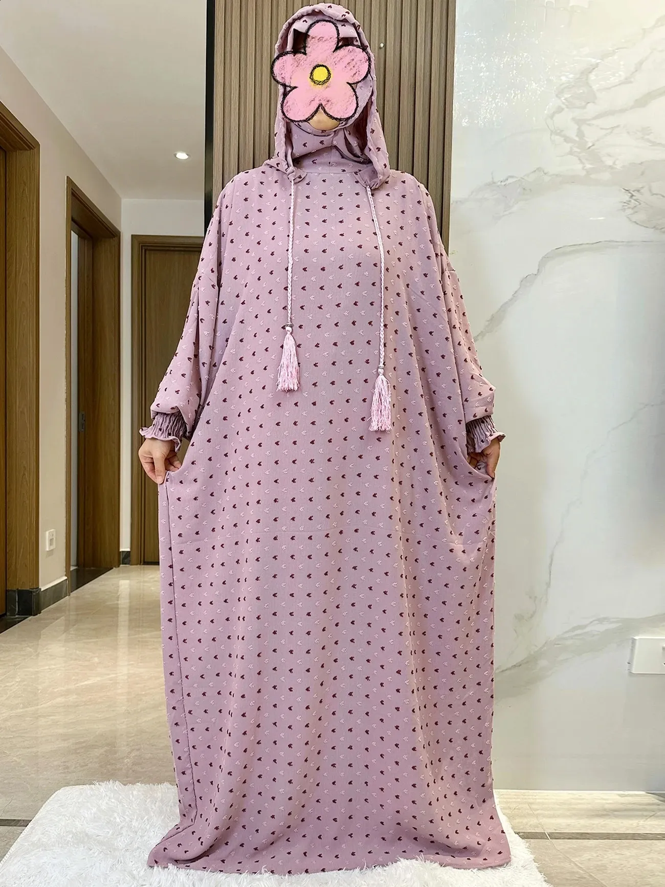 cotton prayer dress for women Beige Plain Cotton Prayer Dress Isdal