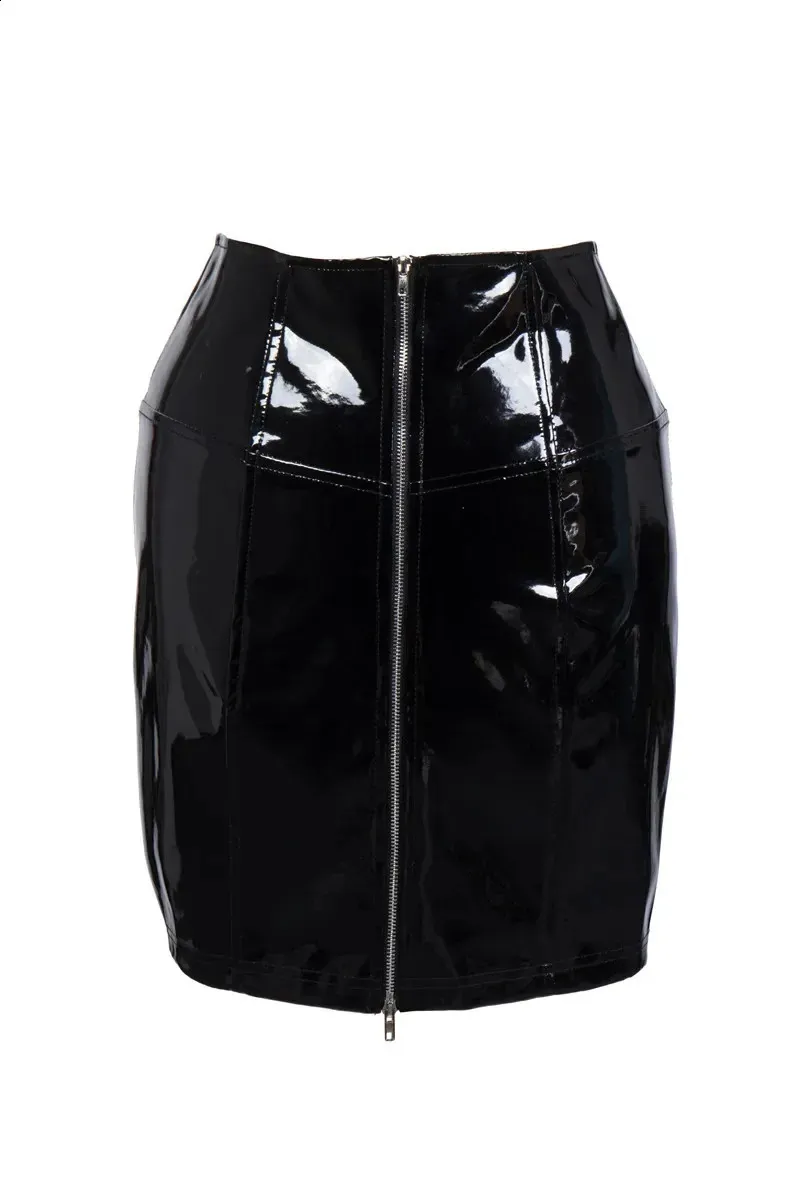 Shiny Faux Latex Leather Mini Skirts Women High Waist Pu Pencil Skirts