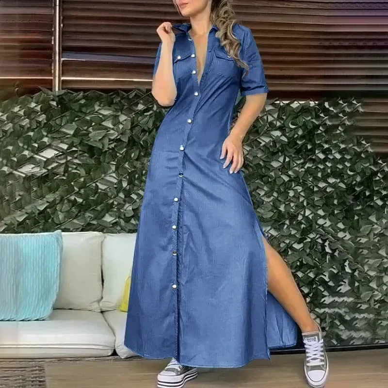 chinese dress ladies KIDPIK Girls Ruffle Sleeve Tencel Denim Belted Dress