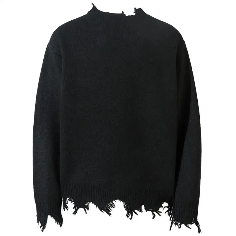 Y2K Grunge Ripped Knit Sweater: Half Zip Baggy Pullover