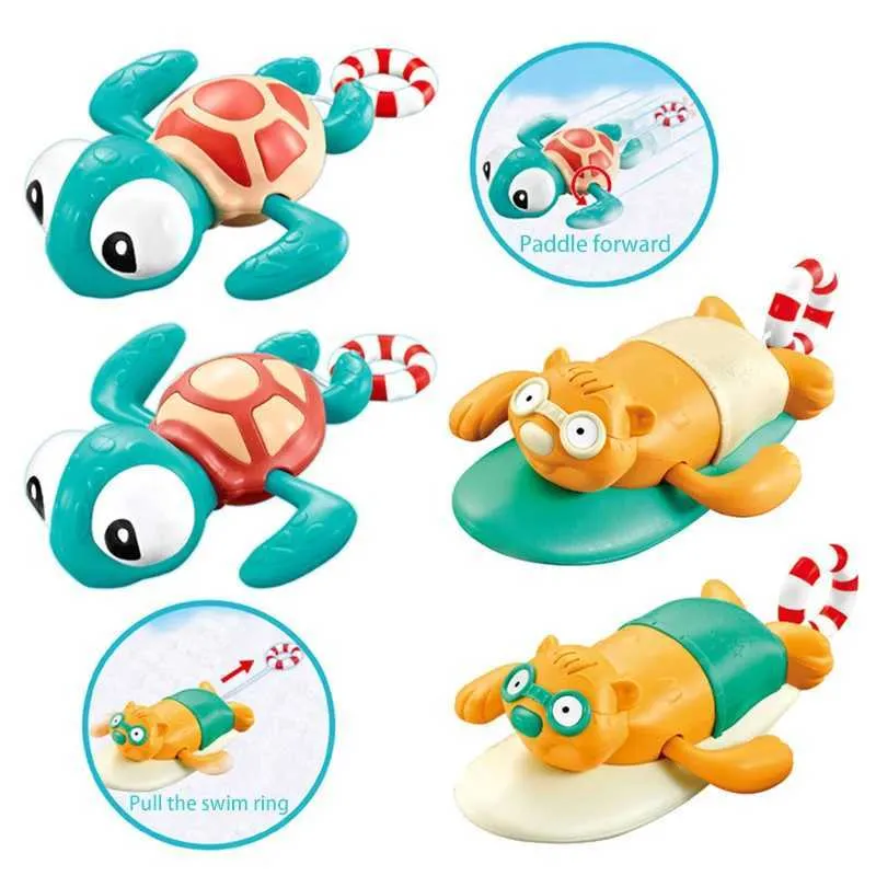 Cute Wind-Up Swimming Turtle Bath Toy No Batteries Needed! Fun