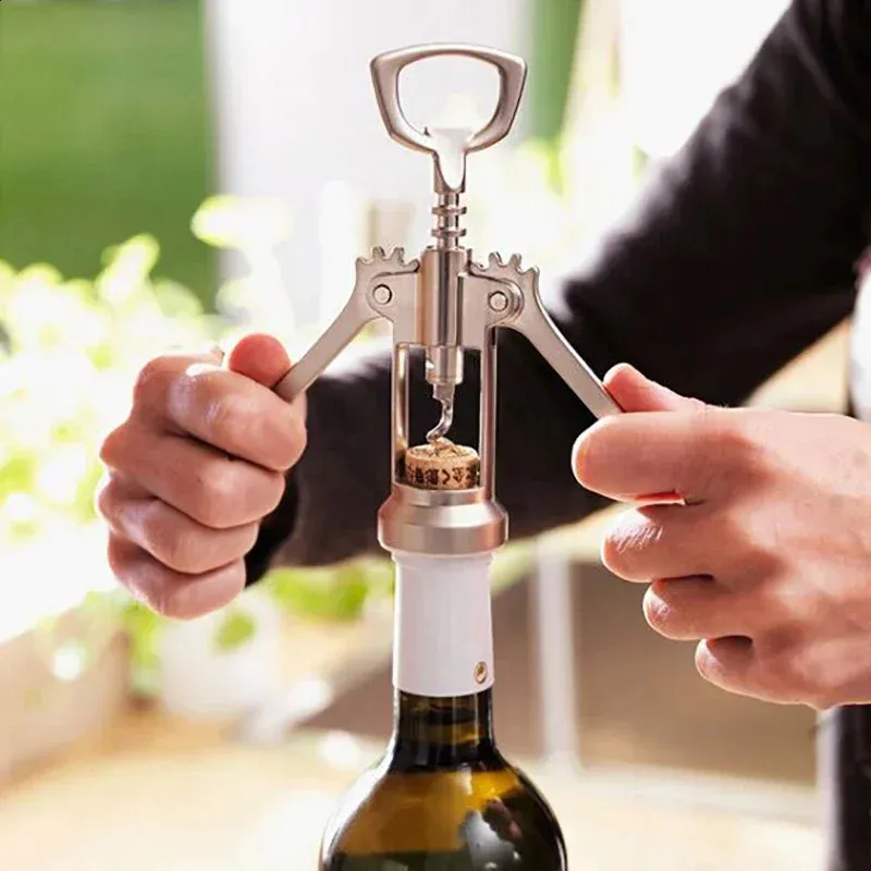 Stainless Steel Wing Corkscrew Wine Opener, Waiters Corkscrew Cork And Beer Cap Bottles Opener Remover Used In Kitchen Restaurant Chateau And Bars 2