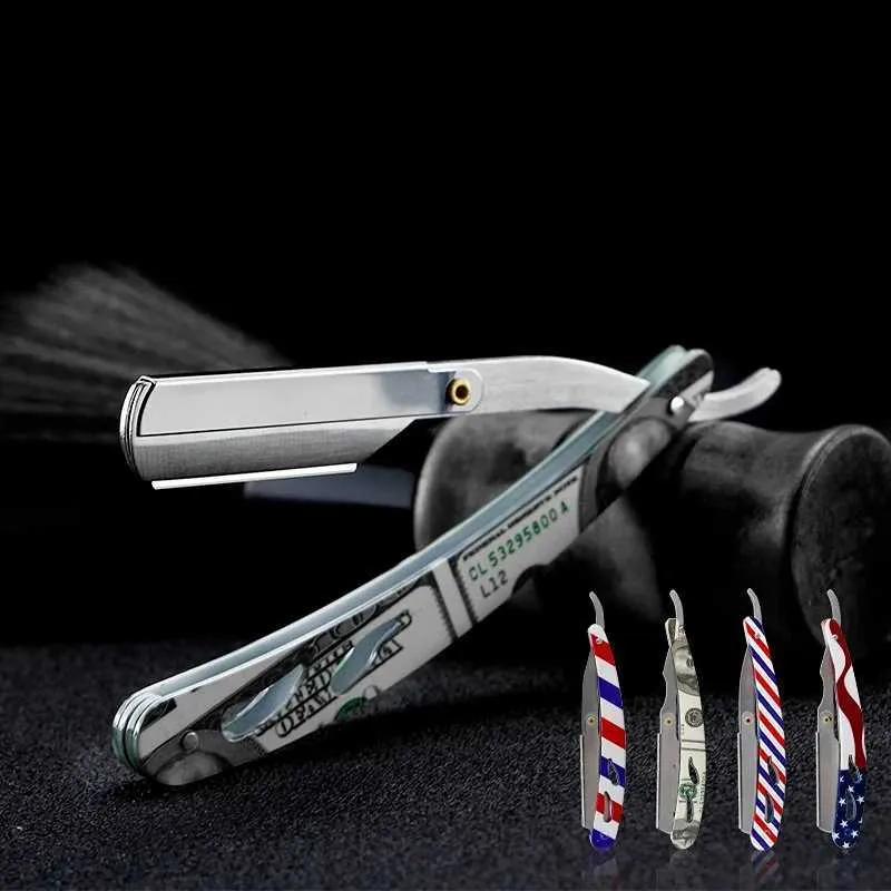 Men's Classic Barber Manual Folding Beard Razor with Stripes, US Flag ...