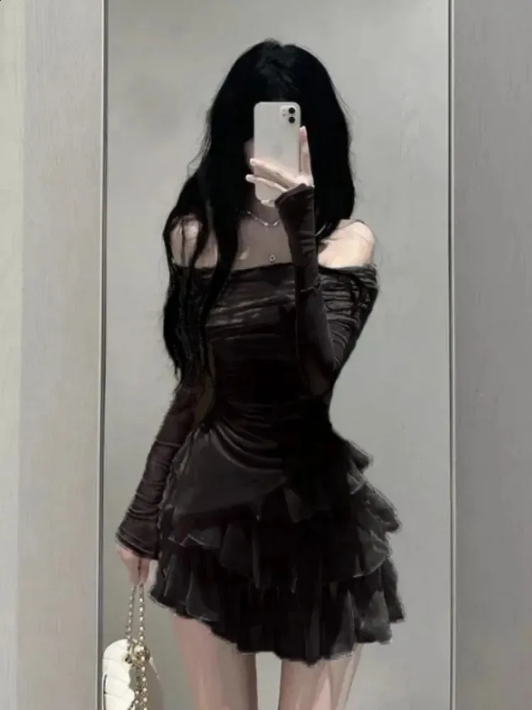 Y2K Korean Sexy Two-Piece Set: Slash Neck and Irregular Pleated T-shirt for Women