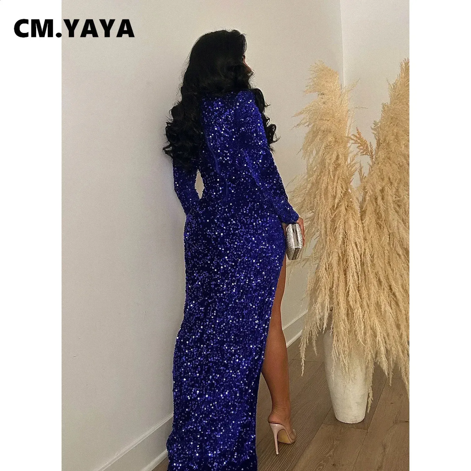 chinese dress ladies Long Denim Look High Side Split Maxi Dress  Glam Essentials