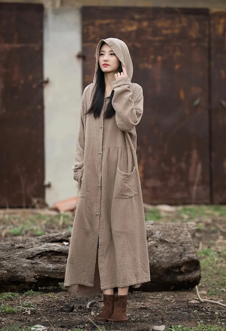ジャケット・アウター vintage archive long coat Womens Spring Trench Coat Lightweight Hoodie Jacket: Long Sleeve