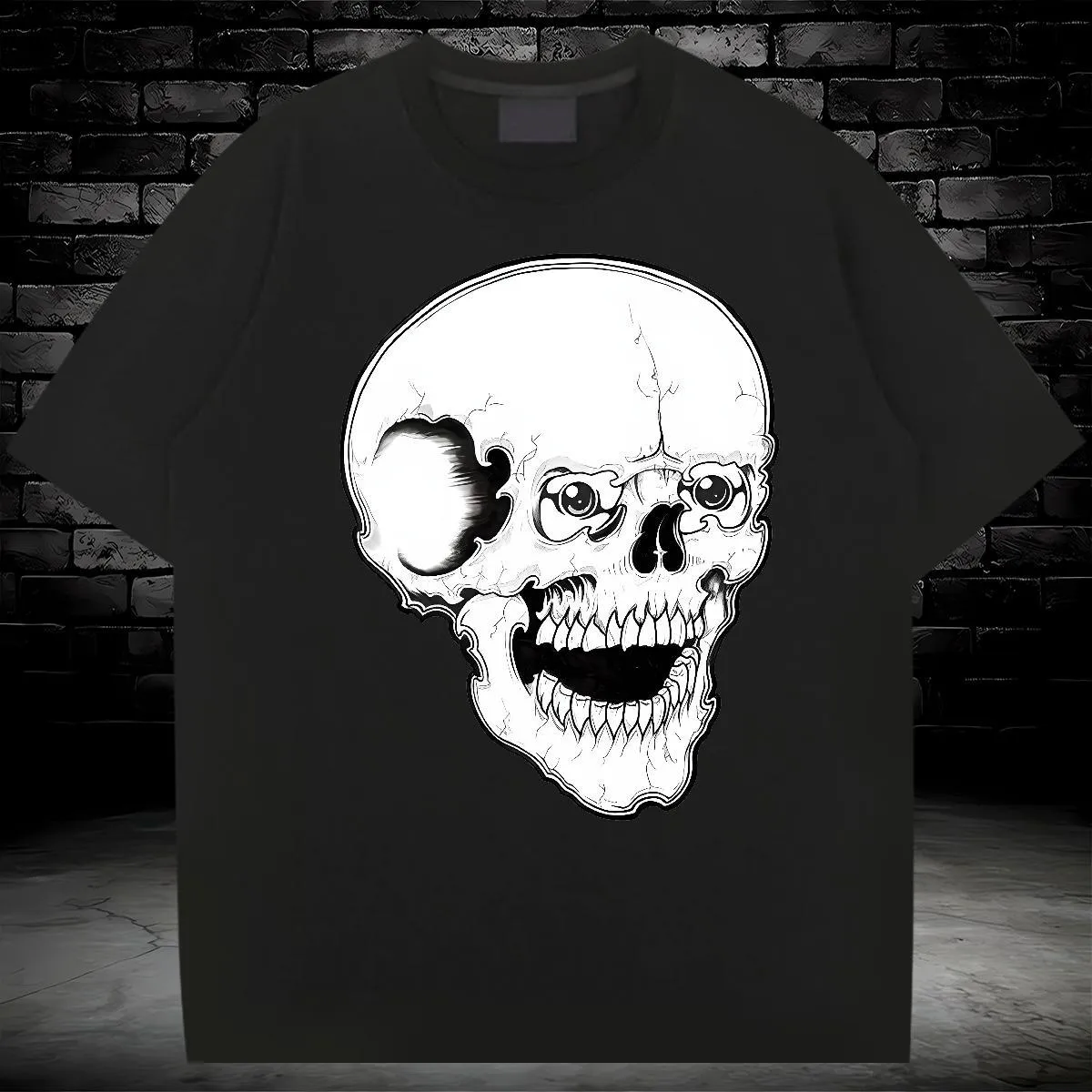 Wholesale Factory Direct Skull Print Cotton T Shirts Loose... From 