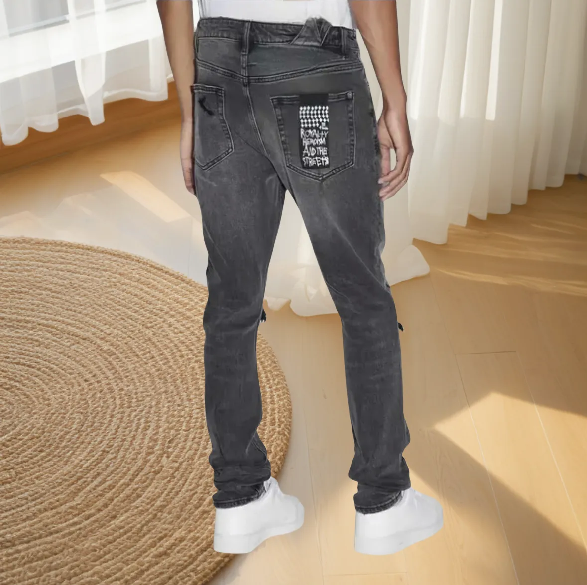 DHgate.com:KSUBI Mens Black Stretch Denim Mid-Rise Designer DHgate.com:KSUBI Mens Black Stretch Denim Mid-Rise Designer