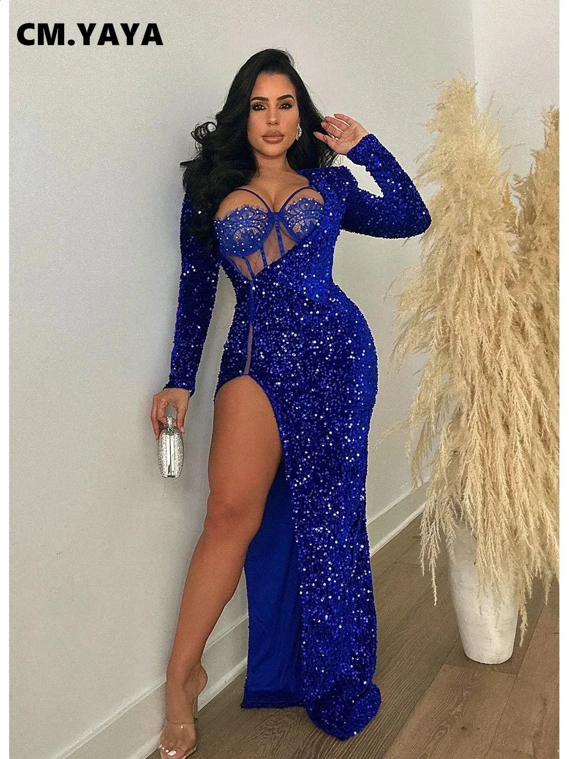 Long Sleeve Fuller Bust Dresses La Femme Long Sleeve Curvy Prom Dress With  Ruching Black 16W