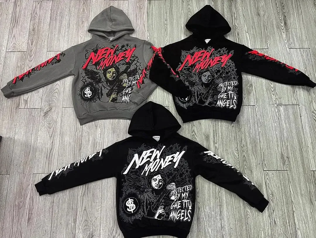 【HI FI FNK】Mons Heavy Warm Sweatshirt Harajuku Gothic Graphic Print comfrt hoodie - Oversized Y2K