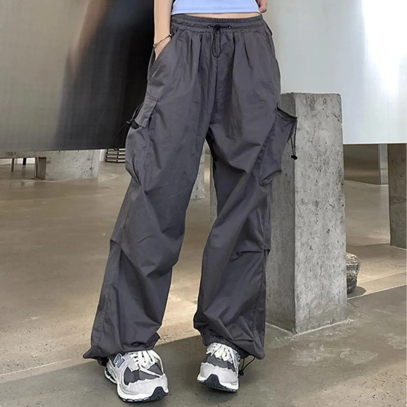 High Waist Wide Leg Pants Trousers - Fashionable Womens Cargo