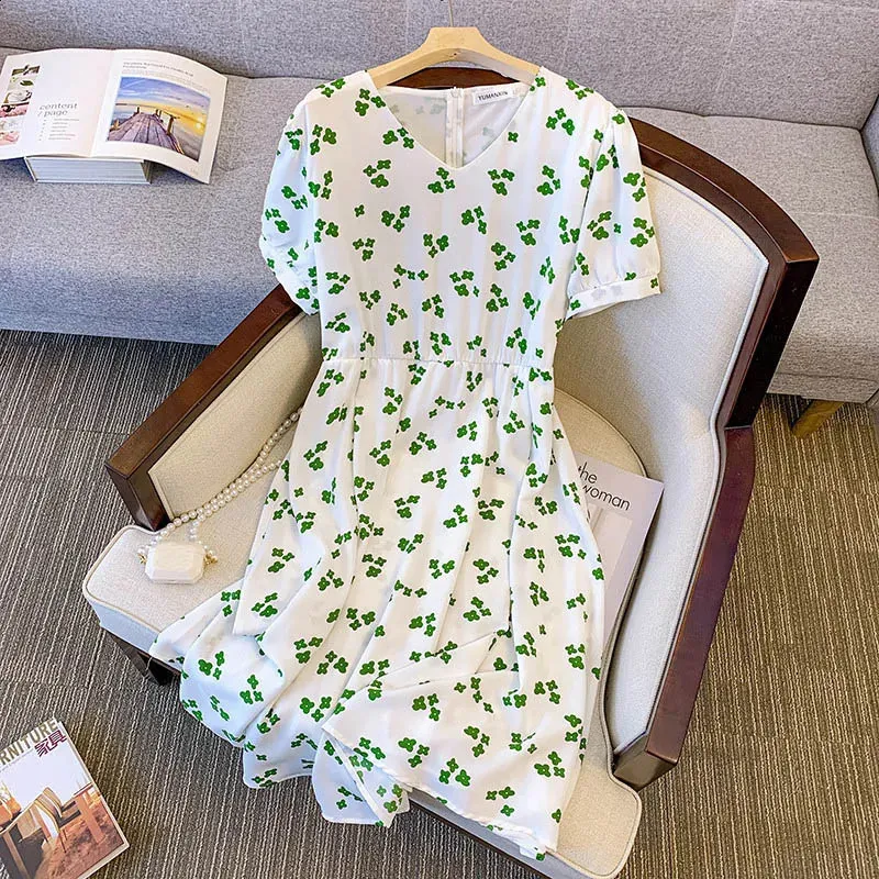 Plus Size Womens Summer V Neck Chiffon Dress Loose Fit, Short