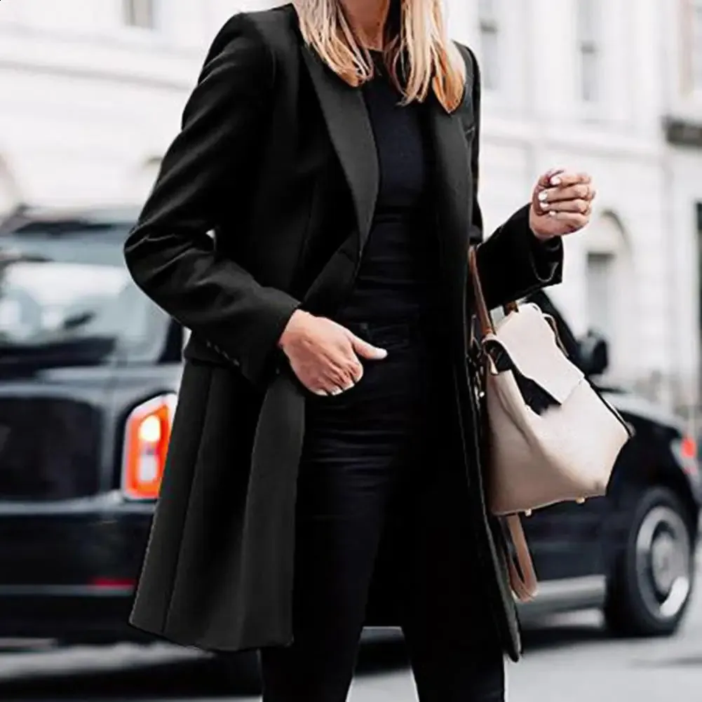 Premium Winter Long Trench Coat: Single-Breasted Blazer Style