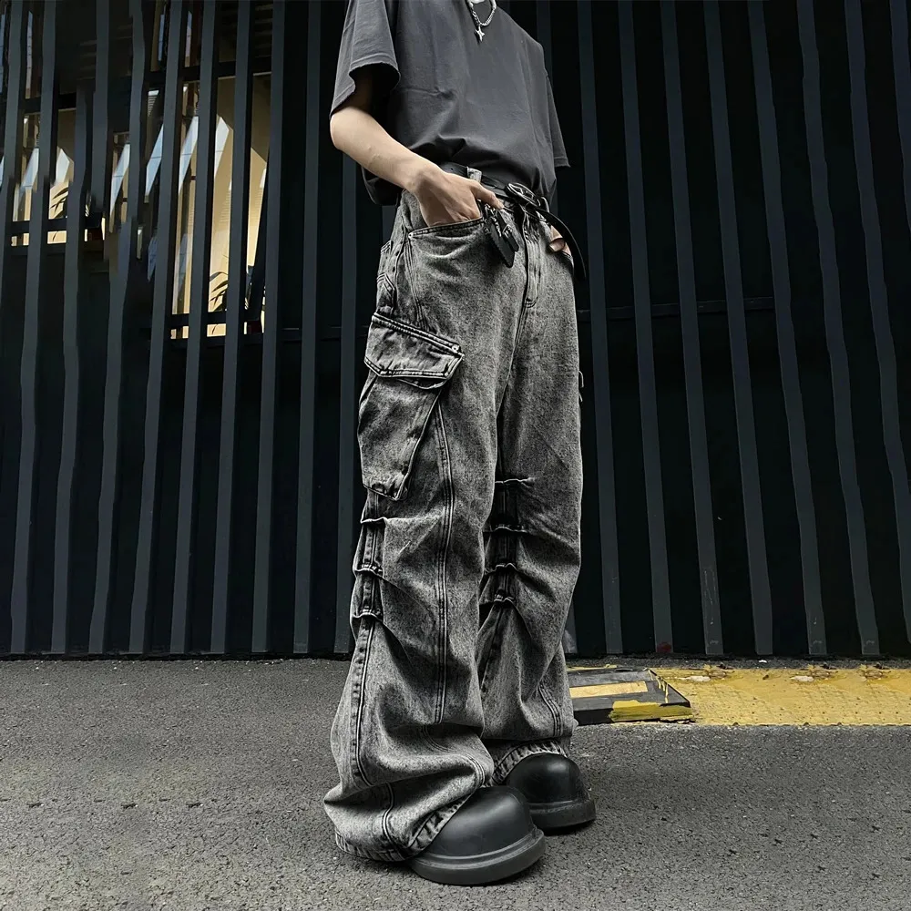 【KOOLOSET】Big Cargo Snap Banding Denim new to the VOID Collection- the Astro Rave Cargo Denim