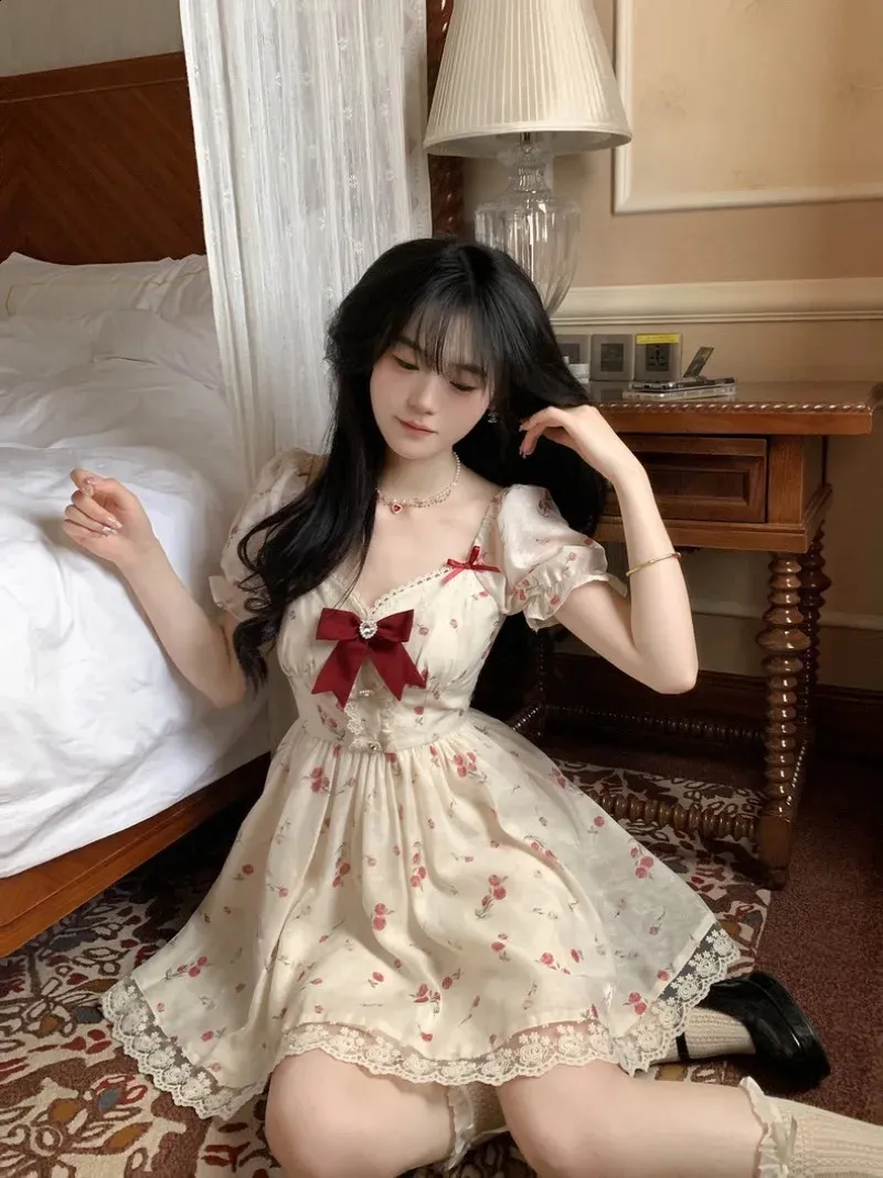 Sweet V-Neck Kawaii Lace A-Line Dress | Elegant Floral Party Dress from  Dhgate Basic & Casual Dresses - price 32.77