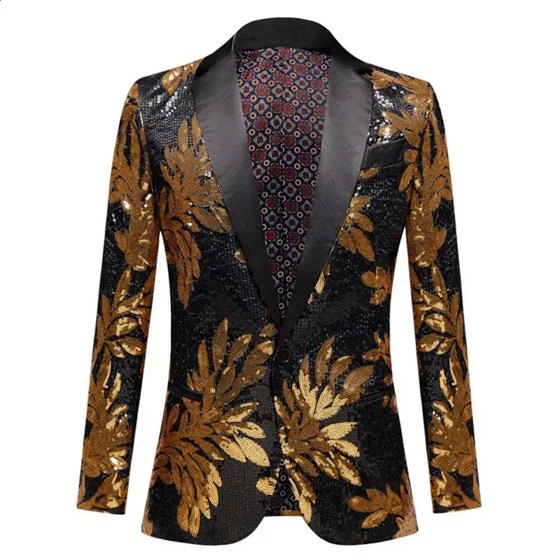 Sparkling Black And Gold Sequined Mens Sports Gold Sequin Jacket With Shawl Collar Perfect For Weddings Parties Singers Hosts And Stage Performances Style 240814 From Domainstore 48.12 DHgate.Com