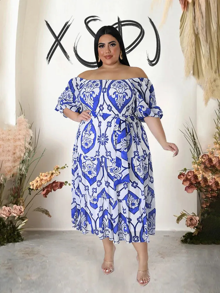 Off shoulder summer dress plus size hotsell