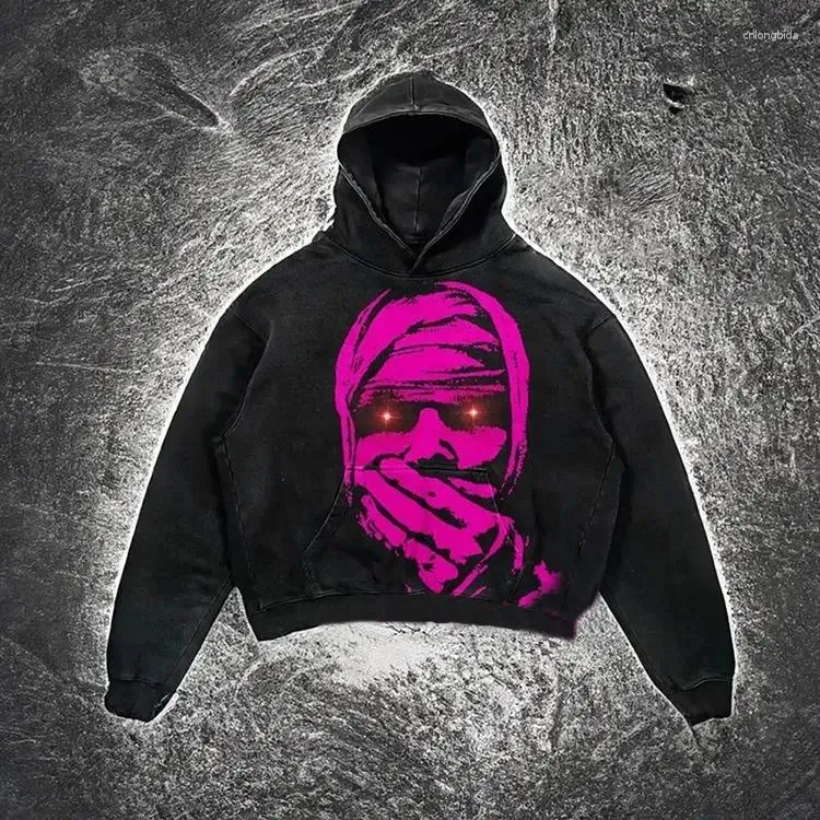 Oversized Harajuku Hoodie - Vintage Mummy Print Sweatshirt, Men's