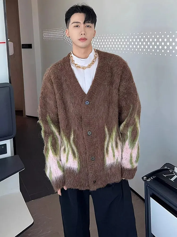 Cambkatl Men's Color Block Cable Knitted Sweaters, Cozy Winter Crewneck Loose Long Sleeve Pullover Casual Sweater Tops At Men's Clothing Store