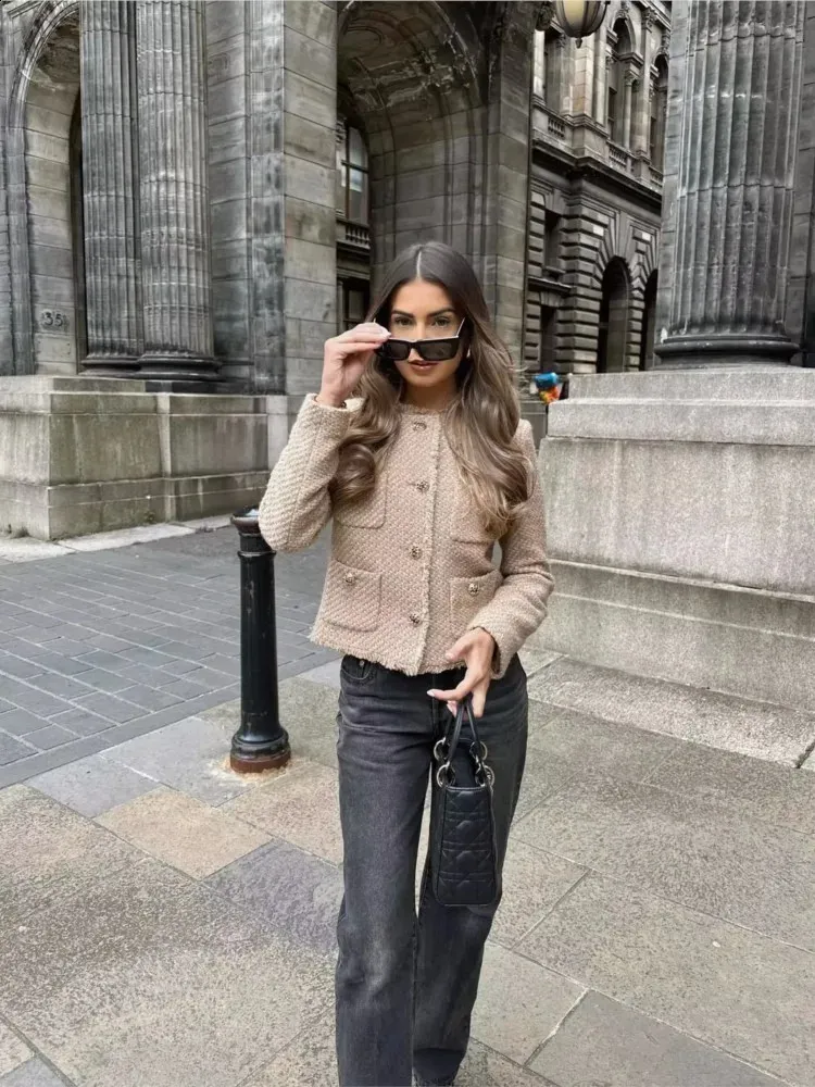 Elegant Tweed Jacket - Womens Short Party Jacket, Fashionable