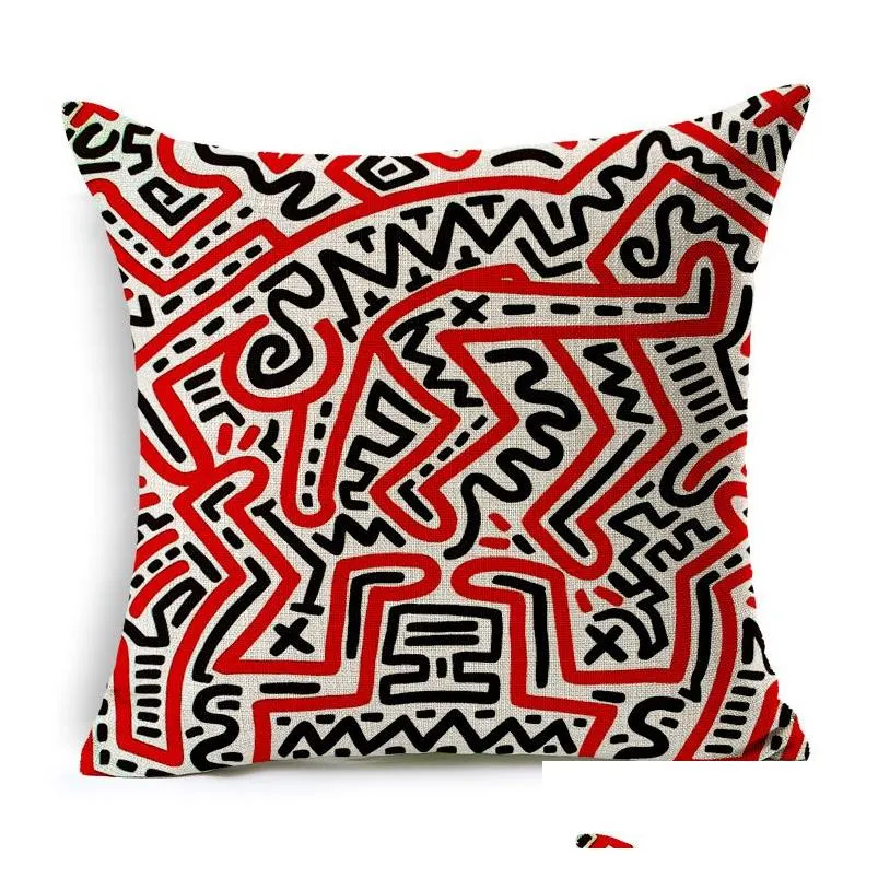 Vintage Nordic Keith Haring Geometric Cushion Covers For Car Seat And Sofa Decor Modern Home Decorative Throw Case With Drop Delivery From Bdecoco 11.69 DHgate.Com