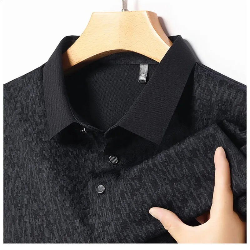 Polo De Seda De Hielo Transpirable Para Hombres Manga Corta