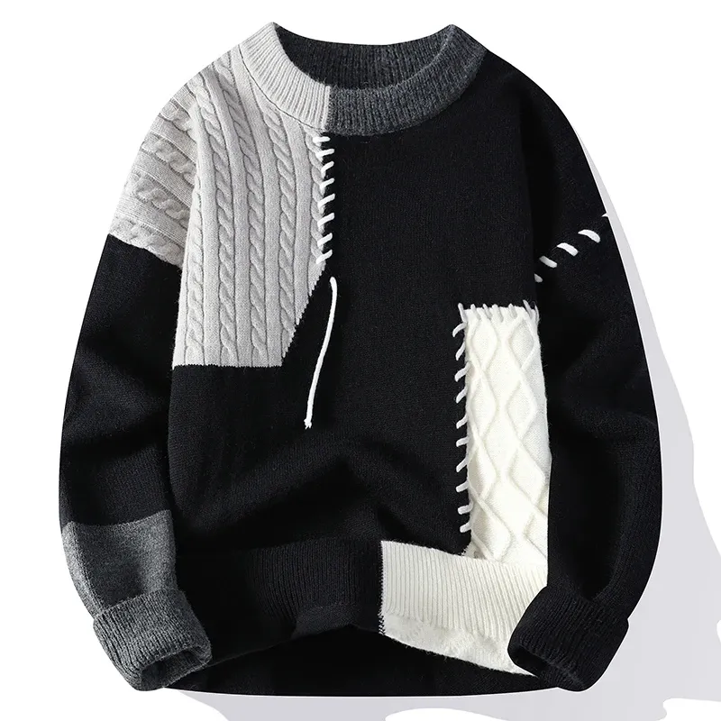 Patchwork Knit Sweater: Autumn Winter Trend - High Street Patchwork Knit Sweater: Autumn Winter Trend - High Street