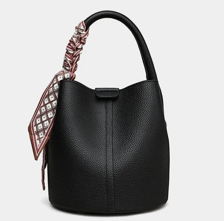 Women's Vintage Bucket Bag - Snake Print Faux Leather, Crossbody & Shoulder Strap, Double Zipper