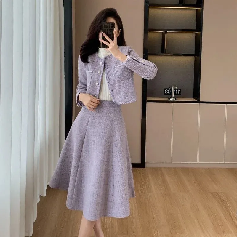【GLOWNY】★韓国人気★ EASY JACKET DRESS ★ 2 COLOR Korean Fashion Outfit: Women's Short tweed jacket and