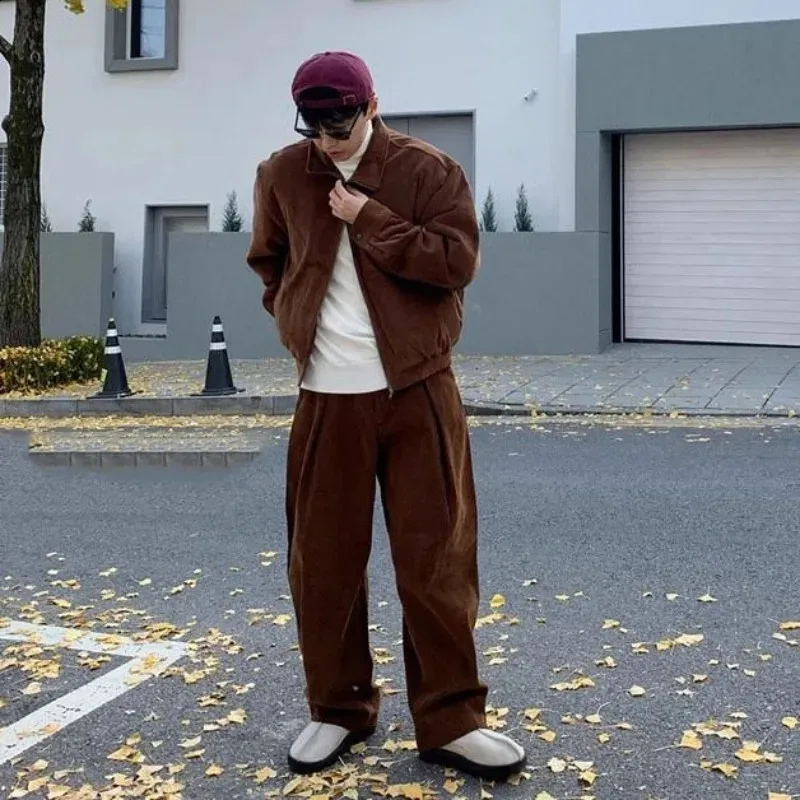 Corduroy Jacket: Retro American Style, Loose Fit, Trendy Short