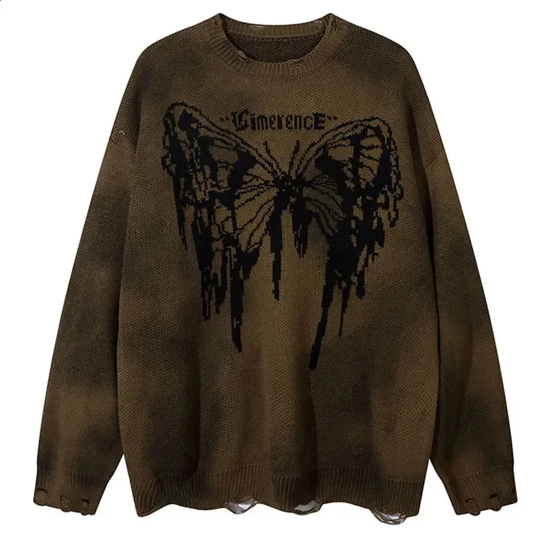 Grunge Y2K Hip Hop oversized sweater with Butterfly Design