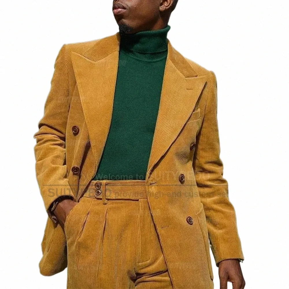 Double breasted corduroy suit online