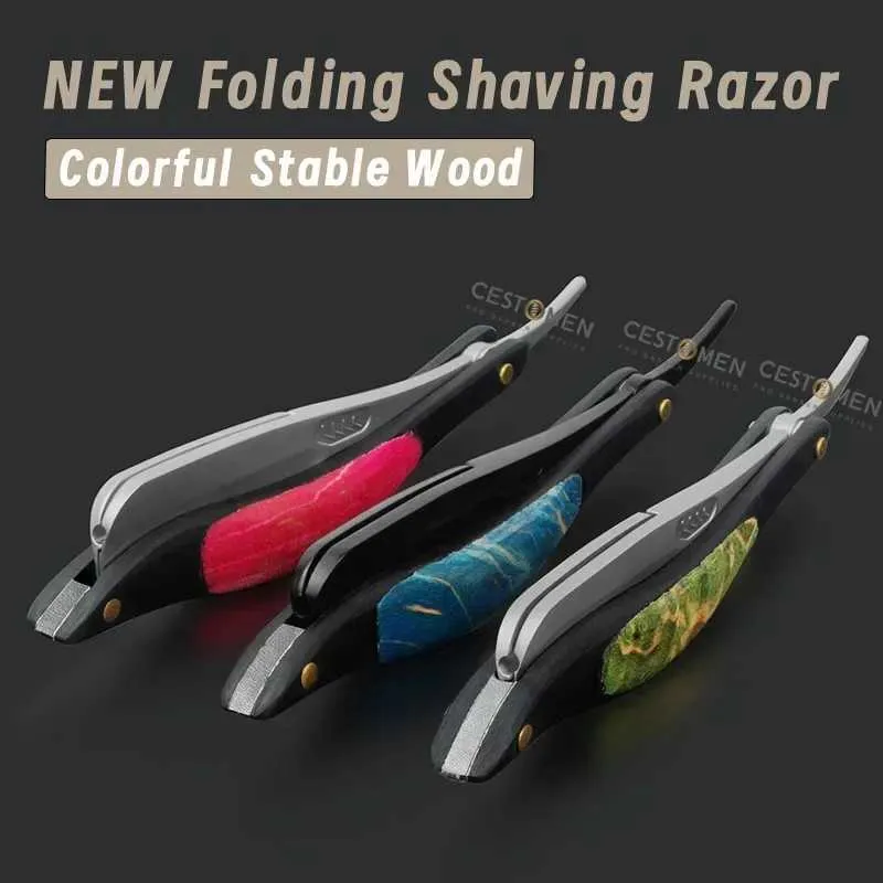 Collapsible Razor Professional Stainless Steel Straight Edge Folding...