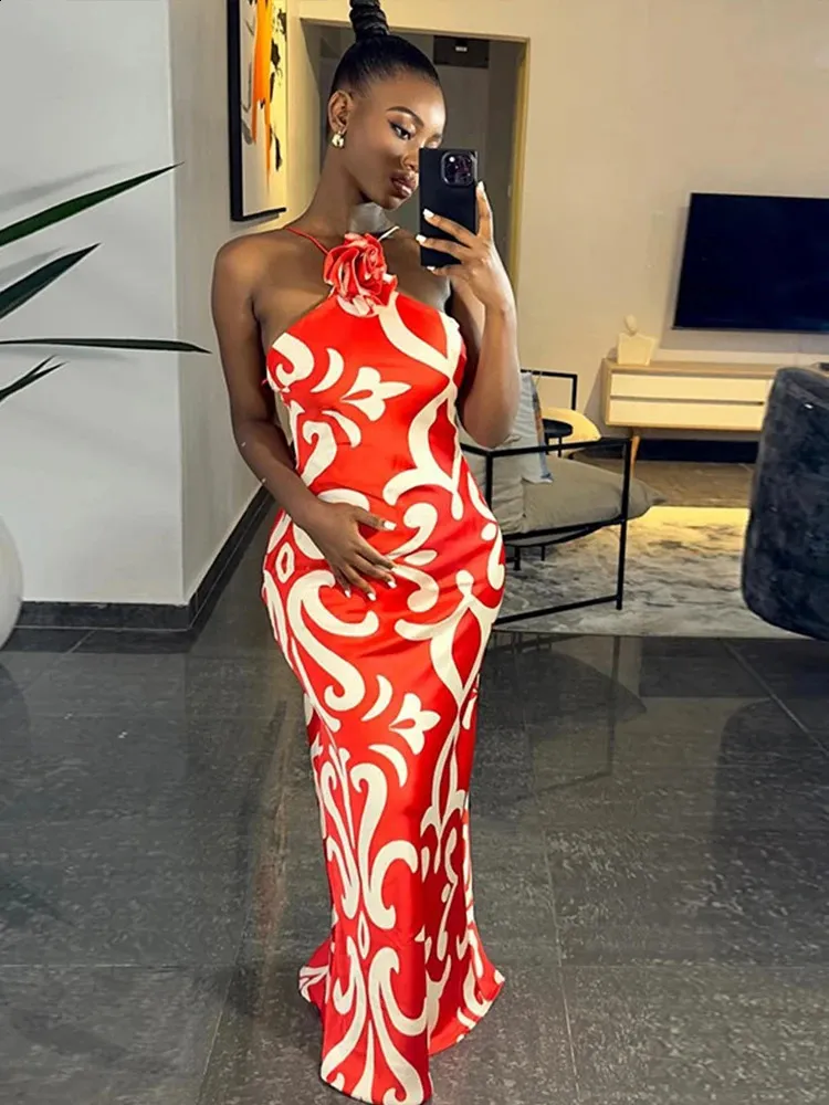Women's Red i ss with White Abstract Pattern