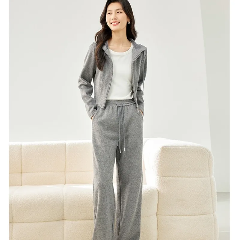 Womens Sweat Suit Sets: Two Piece Gray Crop Hoodie And Sweatpants