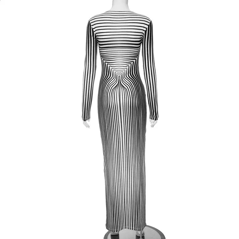 Striped 3D Printed Bodycon Dress: Long Sleeve Midi Maxi - Shop Now! from  Dhgate Basic & Casual Dresses - price 36.44