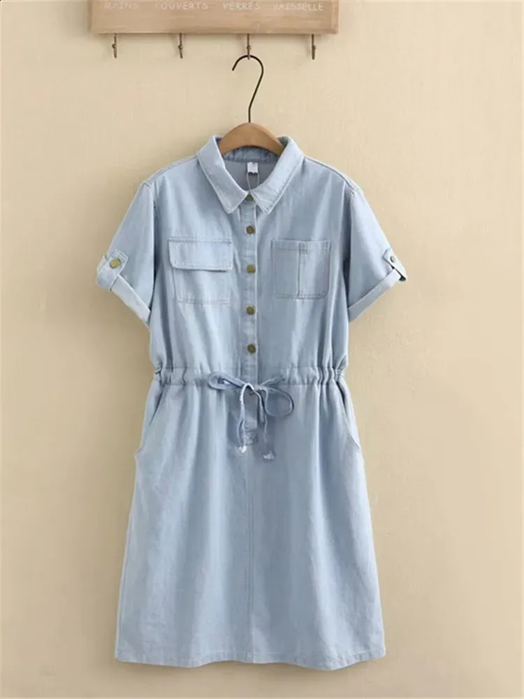 chinese dress ladies Women's Plus Size Denim Pinafore Skater Dress 14-24 main image 1
