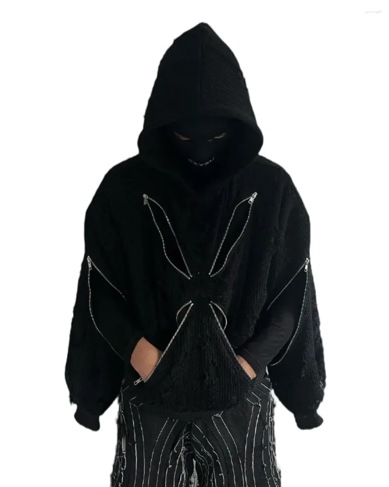 2024 American Style Irregular Hole Black Hoodie For Women And Men Retro Versatile Printed Couples Black Hooded Sweatshirt With High Street Style From Cartwright 26.06 DHgate.Com